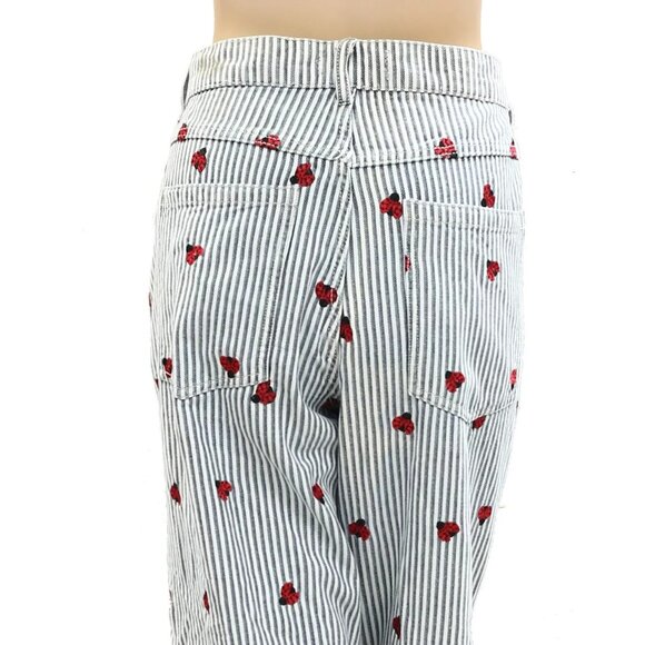 Free People Striped Straight Leg Pants - Blue and Red - Picture 5 of 10